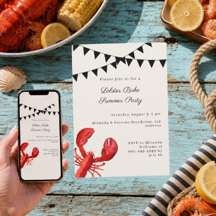 Lobster Bake sand Summer Party Invitation