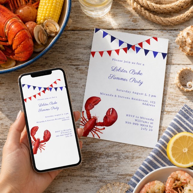 Lobster Bake Summer Party Invitation (Creator Uploaded)