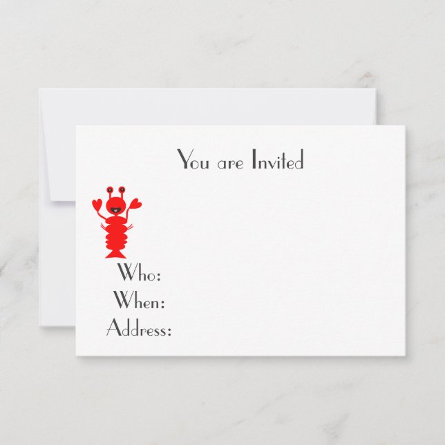 Lobster Beach Themed Invitation (Front)