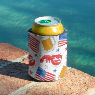 Lobster Beer Flag Star Can Cooler