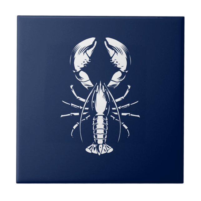 Lobster Blue and White Coastal Tile (Front)