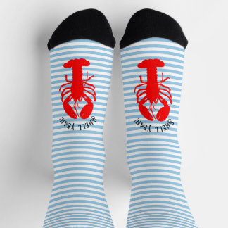 Lobster Blue and White Socks