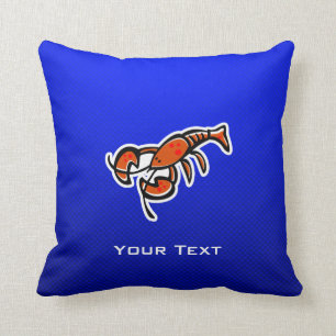 Lobster; Blue Throw Pillow