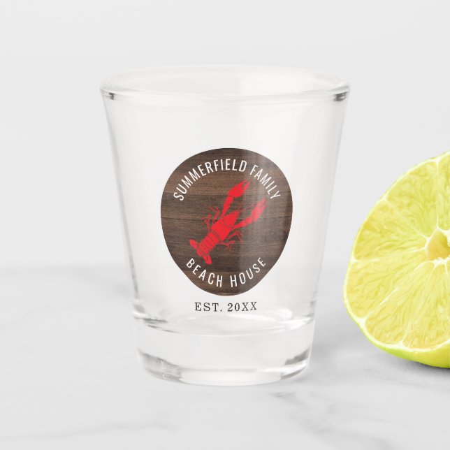Lobster Boil Beach House Custom Family Name Shot Glass (Front)