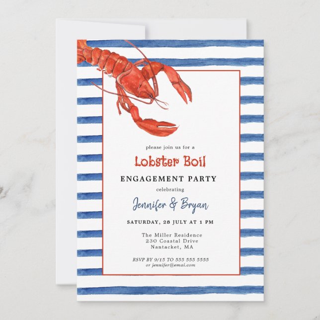 Lobster Boil couples engagement party invitation (Front)