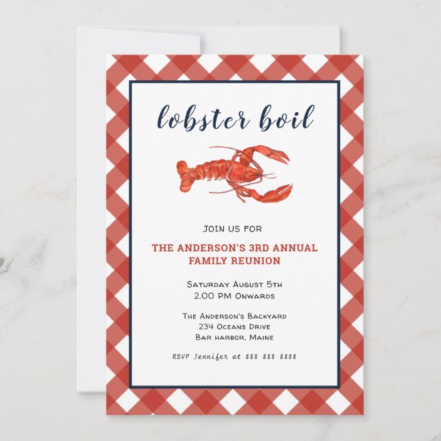 Lobster boil Family reunion Invitation (Front)