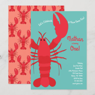 Lobster Boil Kids 1st Birthday Party Seafood Invitation