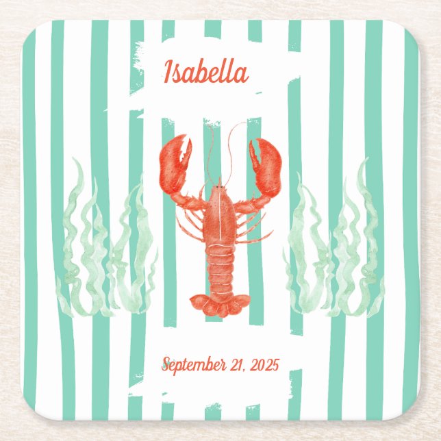 Lobster Boil Paper Coaster – Seafood Party Decor (Front)