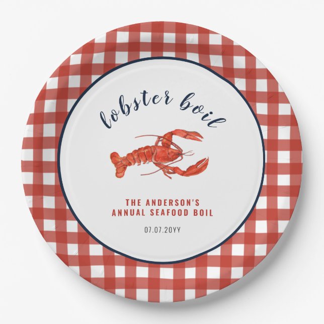 Lobster boil Summer Family Reunion  Paper Plate (Front)