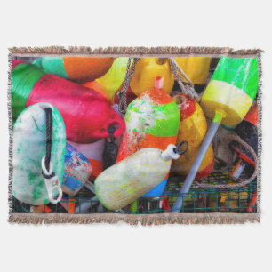 Lobster buoys at Bass Harbour Throw Blanket