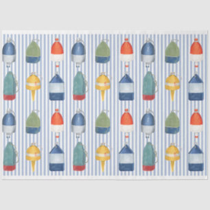 Lobster buoys on blue stripe decoupage paper