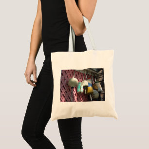 Lobster Buoys on Pink Lattice - Martha's Vineyard Tote Bag
