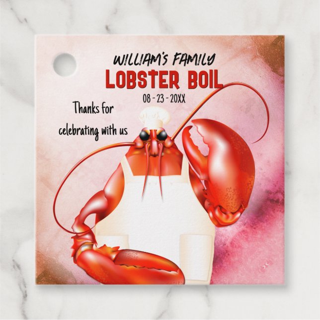 Lobster Chef Seafood Theme Favour Tags (Front)