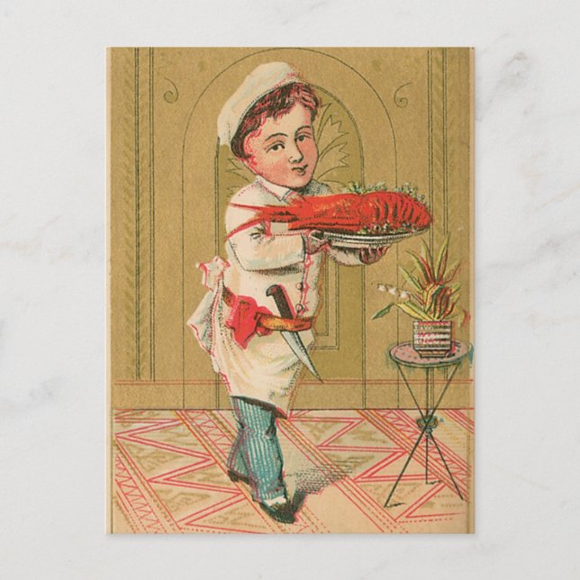 Lobster Chef Vintage Food Ad Art Postcard (Front)