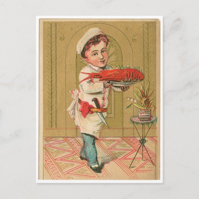 Lobster Chef Vintage Food Ad Art Postcard (Front)