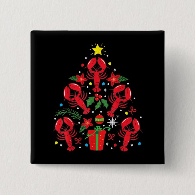 Lobster Christmas Ornament Tree Funny Xmas Gift 2 Inch Square Button (Front)