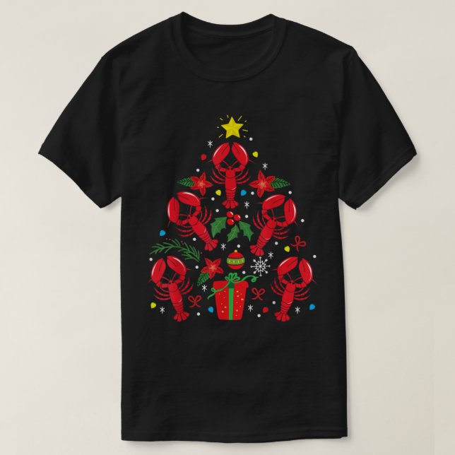Lobster Christmas Ornament Tree Funny Xmas T-Shirt (Design Front)