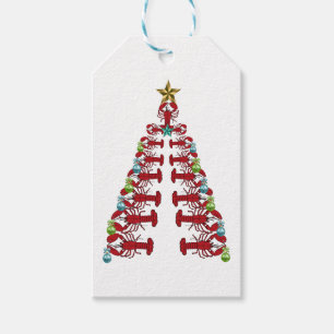Lobster Christmas tree cute party ugly gift tag