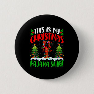 Lobster Christmas Tree Pajama Shirt Lobster Xmas L 2 Inch Round Button