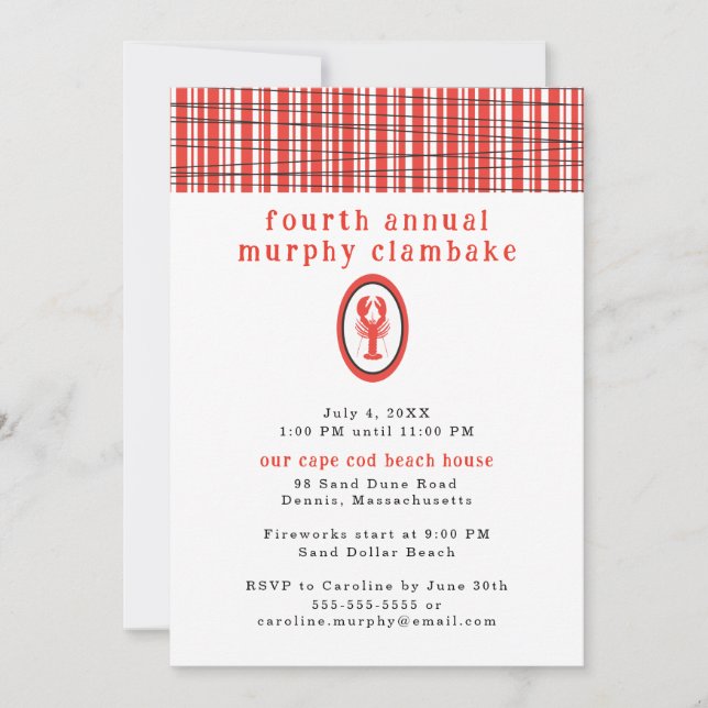 Lobster Clambake Summer Cookout Invitation (Front)