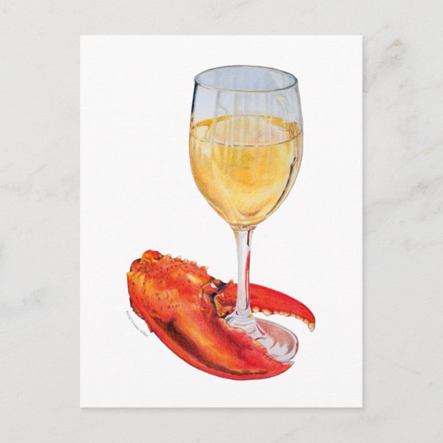 Lobster Claw and Wine glass Postcard (Front)