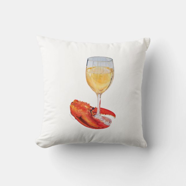 Lobster Claw and Wine Throw Pillow (Front)