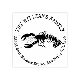 Lobster Coastal Create Your Own Return Address Rubber Stamp