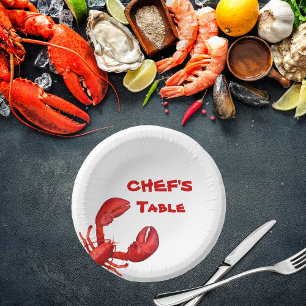 Lobster crawfish boil party red white paper plate
