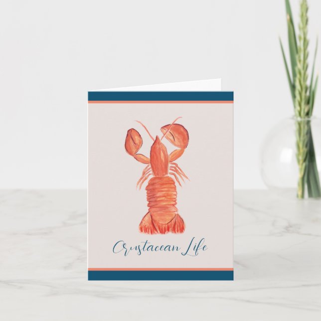 Lobster Crawfish Crustacean Watercolor  Note Card (Front)
