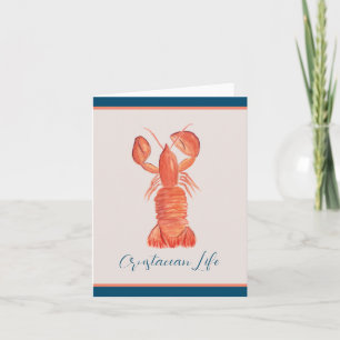 Lobster Crawfish Crustacean Watercolor Note Card