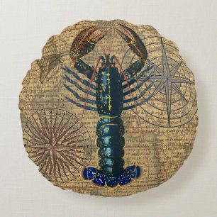 Lobster Crawfish Shellfish Seafood Ocean Round Pillow