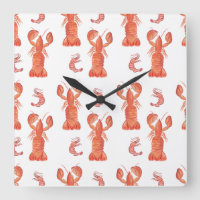 Lobster Crustacean Watercolor Painted Pattern