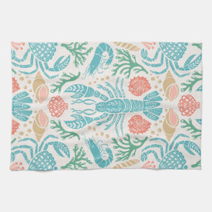 Lobster design Crustacean core print Kitchen Towel