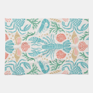 Lobster design | Crustacean core print Kitchen Towel