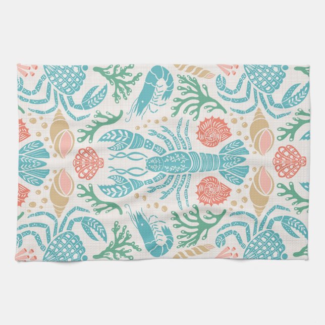 Lobster design | Crustacean core print Kitchen Towel (Horizontal)