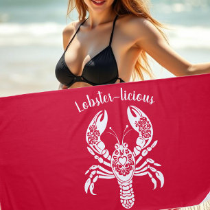 Lobster-Fisherman Core-Hawaiian-Tropical-Red Beach Towel