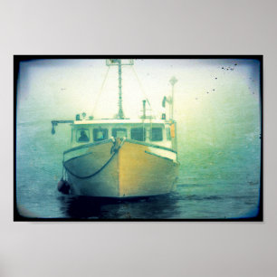 Lobster Fishing Boat Maine Nautical Poster