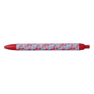 Lobster Gingham Coastal Maine Fun Blue Ink Pen