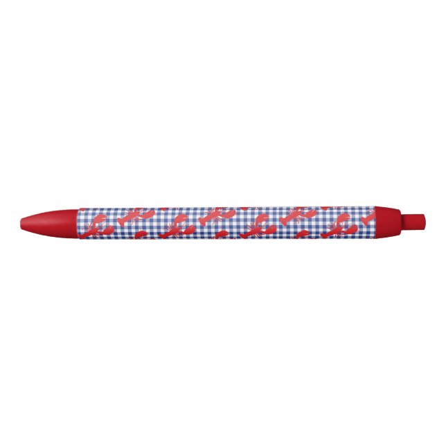 Lobster Gingham Coastal Maine Fun Blue Ink Pen (Front)