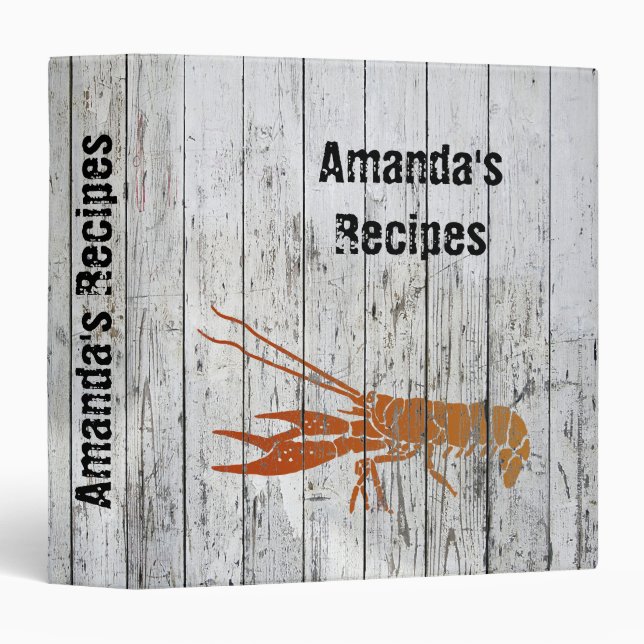 Lobster Graphic Whitewashed Fence Binder (Front/Spine)
