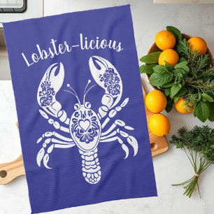 Lobster-Hawaiian-Fisherman Core-Blue Kitchen Towel