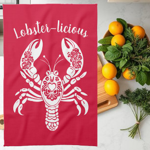 Lobster-Hawaiian-Fisherman Core-Cherry Red Kitchen Towel