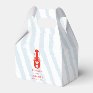 Lobster Heart Blue Stripes Nautical Beach Wedding Favor Box