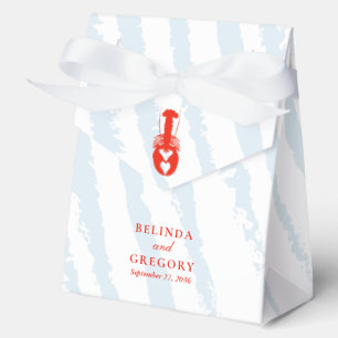Lobster Heart Blue Stripes Nautical Beach Wedding Favor Box