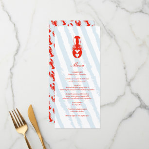 Lobster Heart Blue Stripes Nautical Beach Wedding Menu