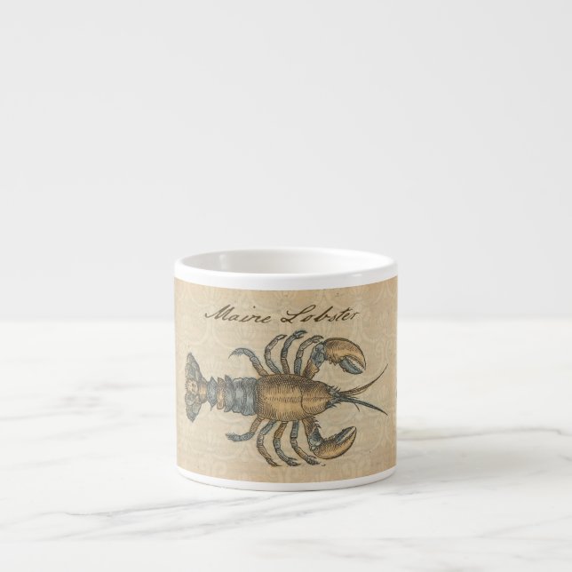 Lobster Illustration Antique Maine Seafood Espresso Cup (Front)