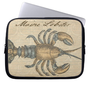 Lobster Illustration Antique Maine Seafood Laptop Sleeve