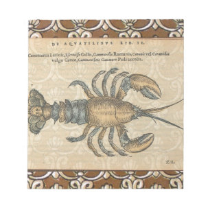 Lobster Illustration Antique Maine Seafood Notepad