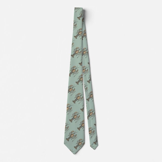Lobster Illustration Antique Maine Seafood Tie (Front)