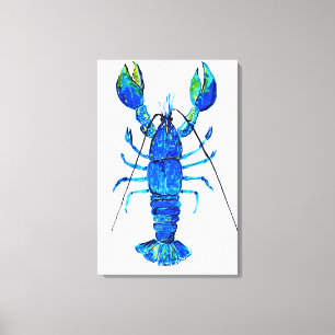 Lobster in blues canvas print